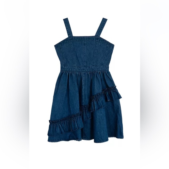 Rare Editions Other - Big Girls Denim Ruffle With Asymmetrical Skirt Dress.size 10 girls. Watch VIDEO